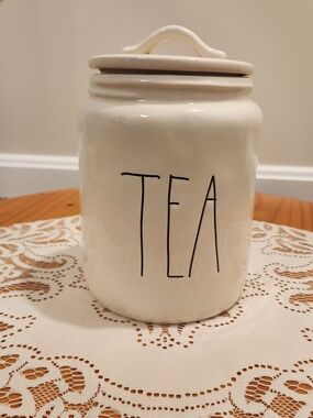 Rae Dunn by Magenta 1st Generation TEA Storage Canister w/ Lid "M" Stamp Dimples